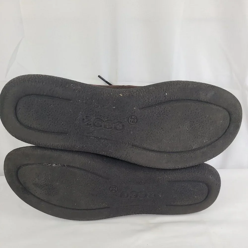 Ecco Women's 39/ 8-8.5 Brown Nubuck Leather Comfort Casual Lace Up Sneaker Shoes - Picture 6 of 14